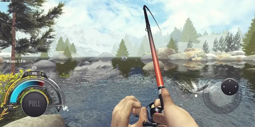 Professional Fishing: Angeln am Fluss mit Spannungsring, Pull-Taste und Entfernungsanzeige